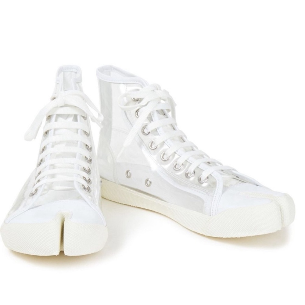 MAISON MARGIELA Tabi Leather-trimmed Pvc Split-toe Sneakers In Clear - Picture 10 of 13